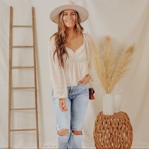 Vici smocked balloon sleeve top